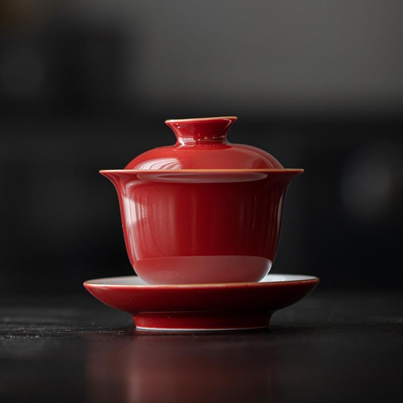 Ceramic Teacup White Porcelain Tea Tureen Handmade Solid Bowl Chinese Kung Fu Gongfu Gaiwan Retro Teaware Drinkware Tea Ceremony