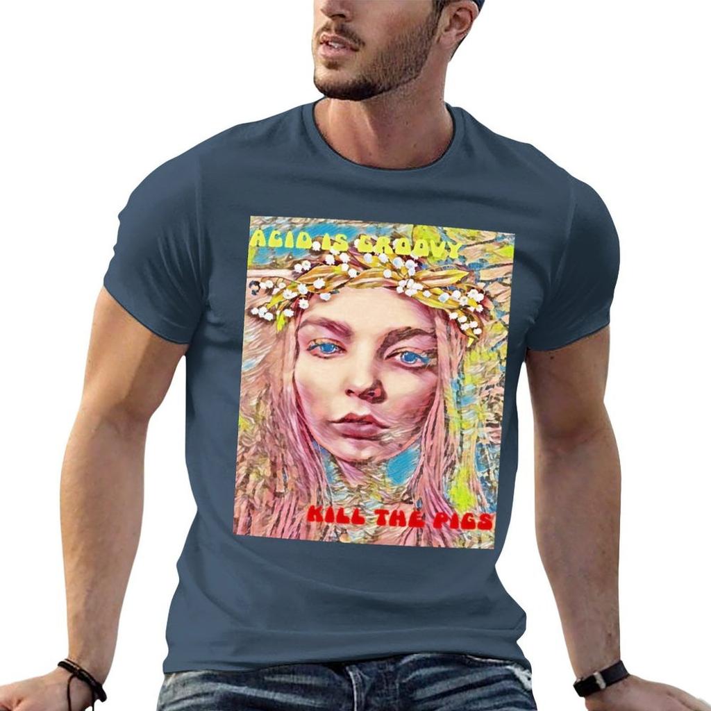 Acid is Groovy Kill the Pigs Hippie Lady TShirt t shirt men 100 cotton luxury brand man t shirt cotton TShirt