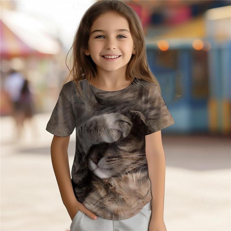 Boys 3D Game Tee Shirt Short Sleeve 3D Print Summer Active Sports Fashion Polyester Kids 3-12 Years Crew Neck