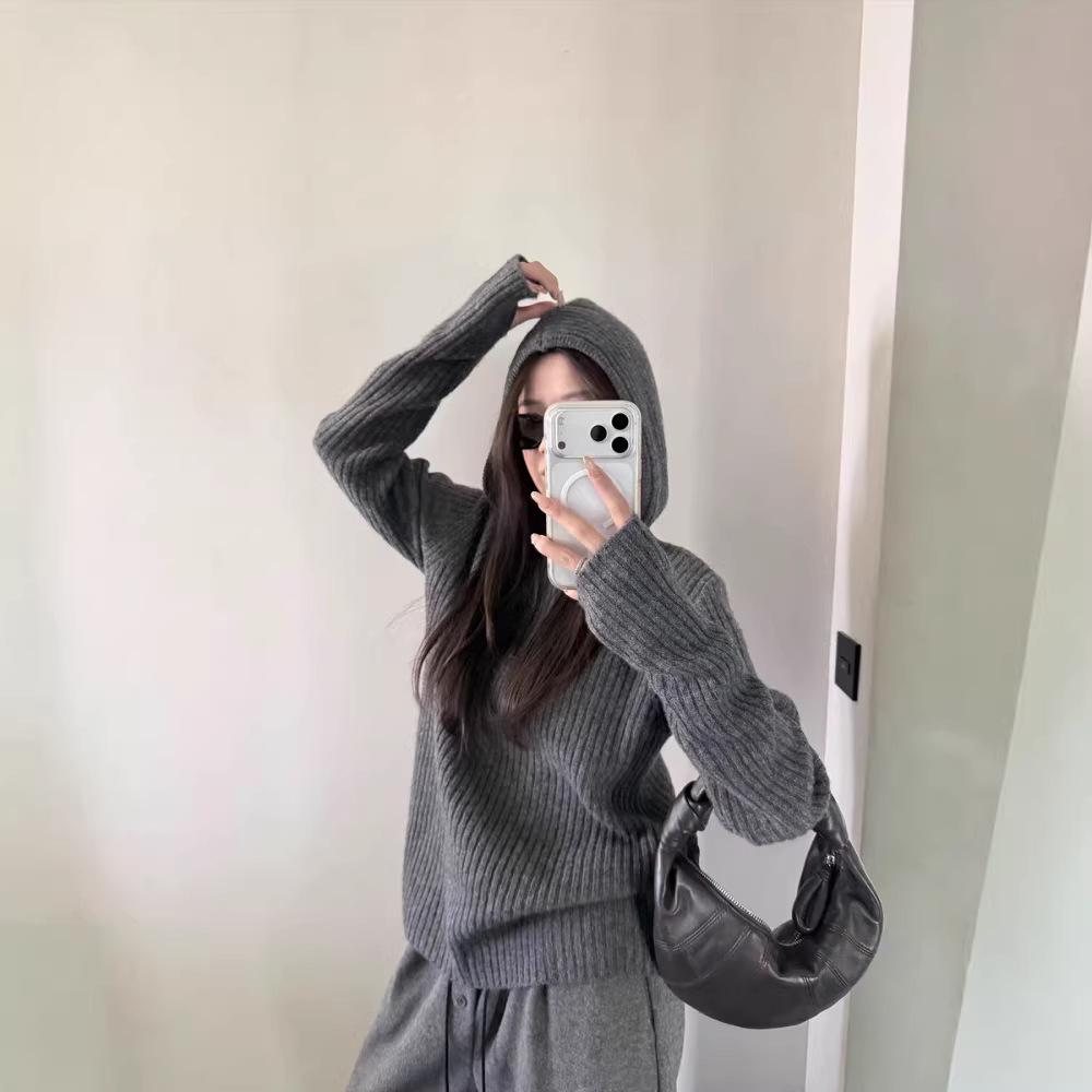 Women's Red Wool Hoodie - Zodiac Year of the Horse, New Year's Eve Edition, Autumn/Winter Knit Sweater