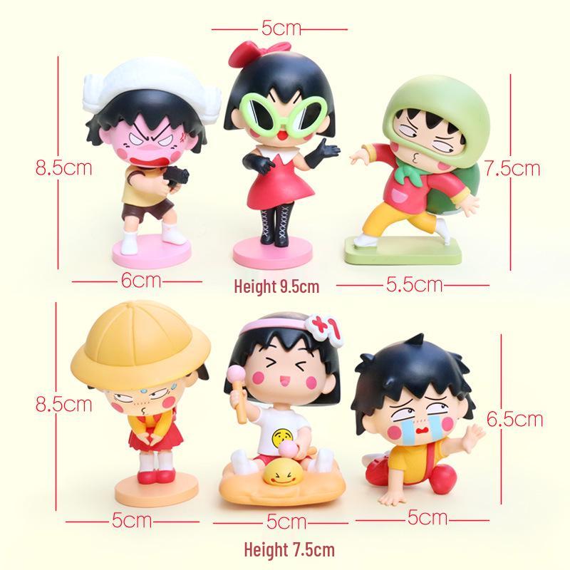 Chibi Maruko-chan Figurine: Cute Anime Girl Desktop Ornament