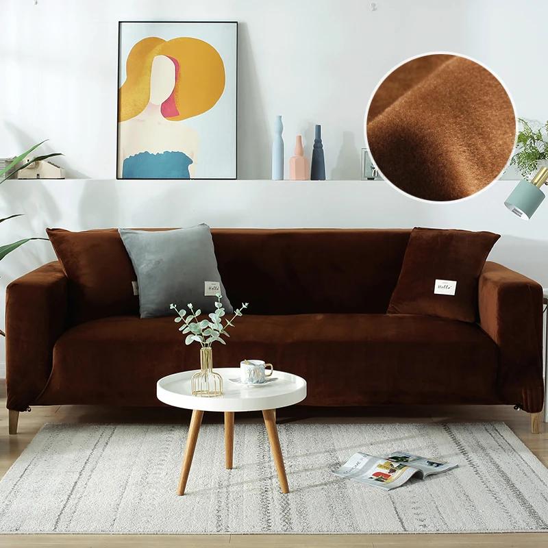 

1 шт. бархатные тканевые чехлы для диванов для гостиной, эластичные однотонные чехлы для диванов, набор чехлов для кресел, чехлы для подушек 1-seat 90-140cm