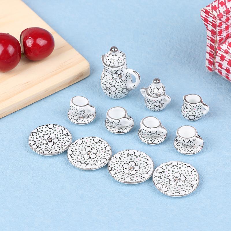 1Set 1:12 Puppenhaus Miniatur Porzellan Keramik Teetasse Set Geschirr Küche Puppenhaus Teekanne Diy Spielzeug