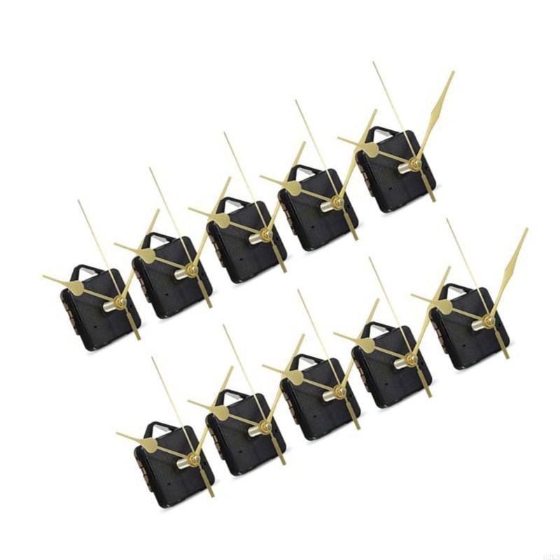 62KD Wall Clock Repair Part DIY Wooden Clock Mechanism with 10 Sets Clock Hands Low Noise Movement 23.5mm Shaft Length