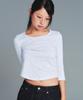 AMES-WORLDWIDE Classic 3/4 Sleeve Round Tee Light Gray