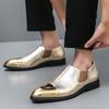 Designer New Men's Gold Patchwork Dress Loafers Male Luxury Fashion Groom Wedding Shoes Italian Style Homecoming Prom Footwear