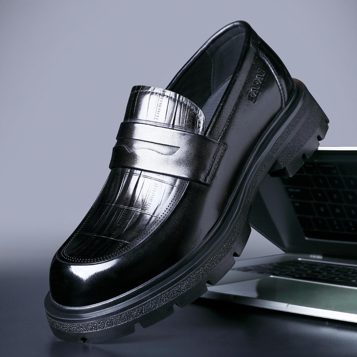 

Autumn new casual leather shoes men s leather one-pedal loafers first layer cowhide business dress commuter leather shoes tide 43