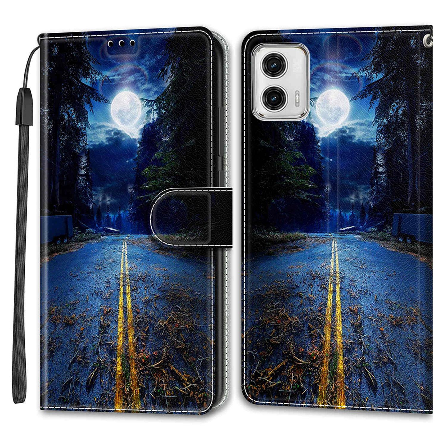 

Card Slots Phone Case for Motorola Moto G73 5G Pattern Printed Leather Flip Phone Cover with Stand,Strap F