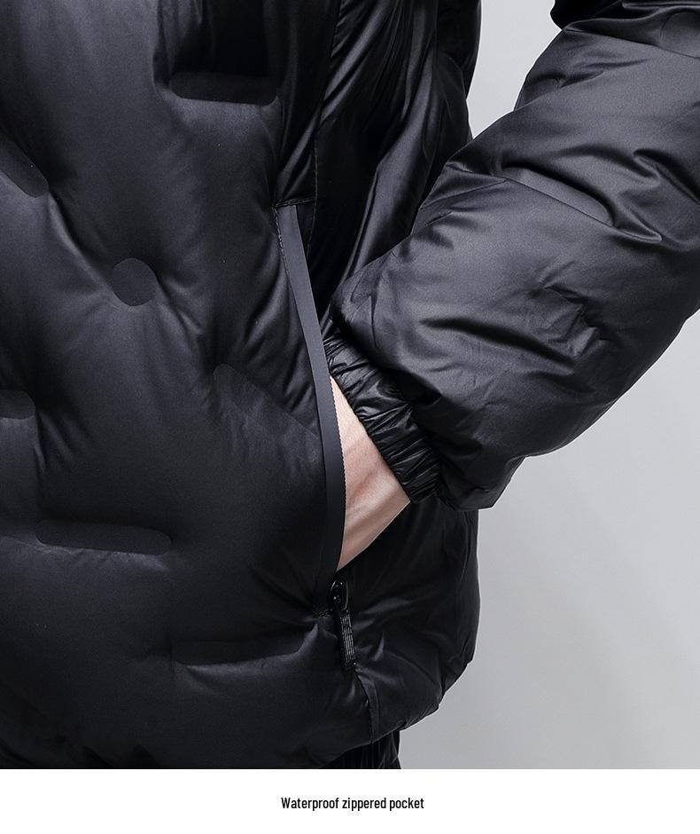 Men's Lightweight Down Jacket - Stand Collar, 90% White Duck Down, Casual Short Outerwear for Autumn and Winter.