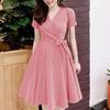 ZANZEA Women Casual V-Neck Summer Short Sleeve Plaid Print Dress