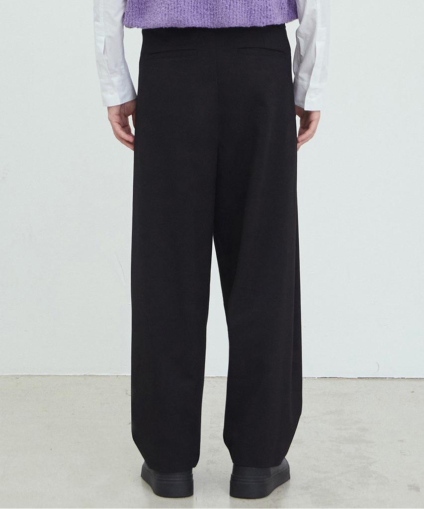 NODU Two-Tuck Wide Slacks [Black]
