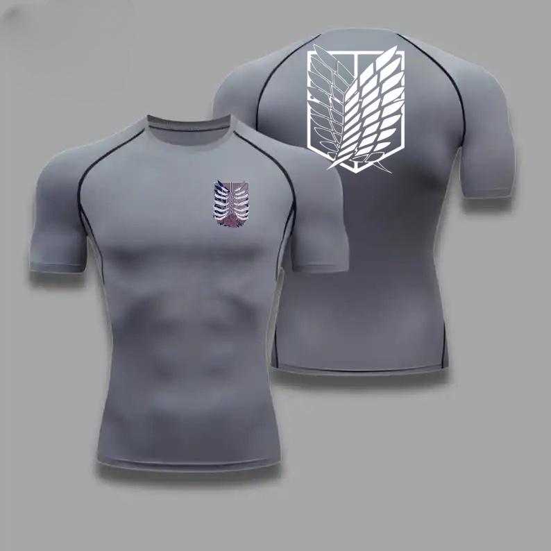 Comfortable Fitness T-shirt Men Scout Regiment Graphic Breathable Slim Fit Top Summer Gym Jogging Training Elastic Fitness Suit