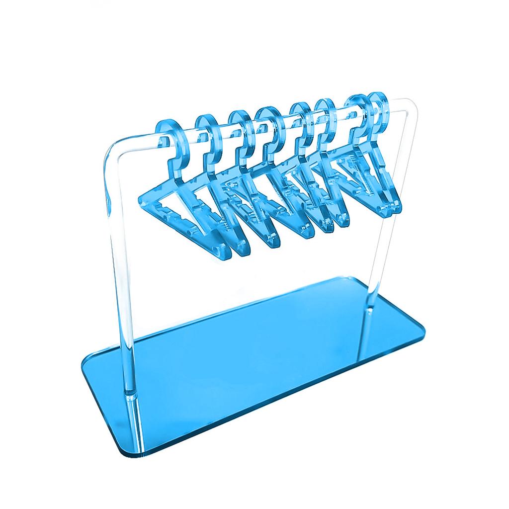 1 Set Acrylic Earring Holder with Mini Hangers Colorful Coat Hanger Shape Earring Display Stand with Mirrored Base