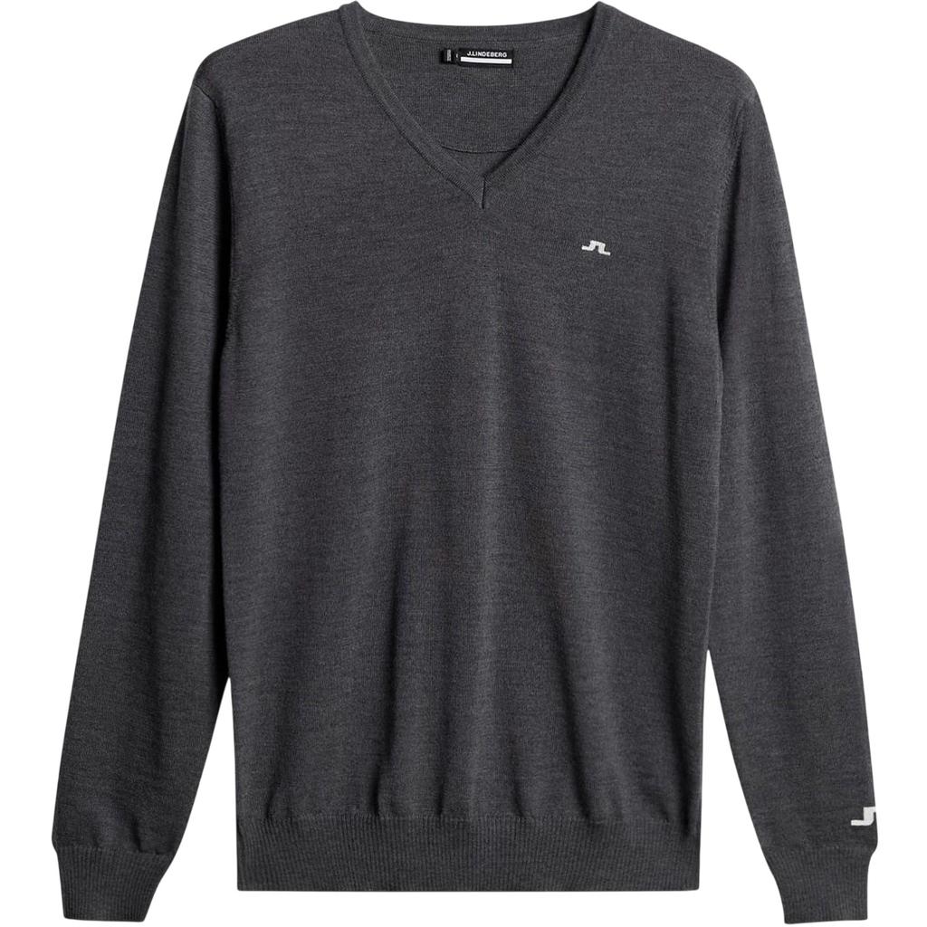 J.Lindeberg Mens Lymn Embroidered Logo Knitted V Neck Sweatshirt
