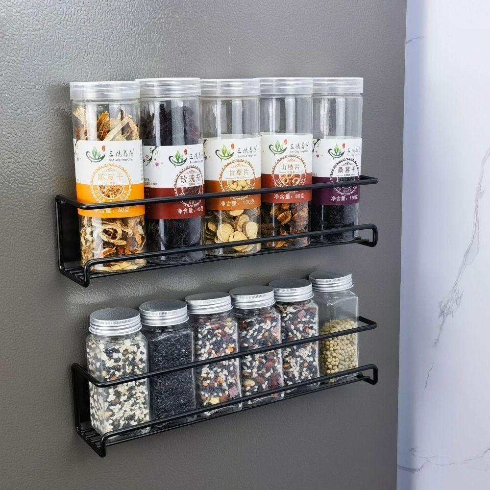 1/2/4Pcs Space Saving Fridge Magnetic Shelf Storage Rack Refrigerator Side Shelf  Cabinet