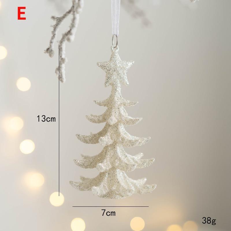 Christmas White Glitter Angel Girl Pentagram Pendants Merry Christmas Tree Decorations for Home Xmas Ornaments Hanging Pendants