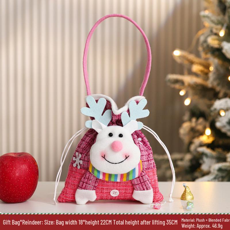 Three-Dimensional Santa Claus Burlap Backpack Candy Bag - Large Christmas Gift Decoration