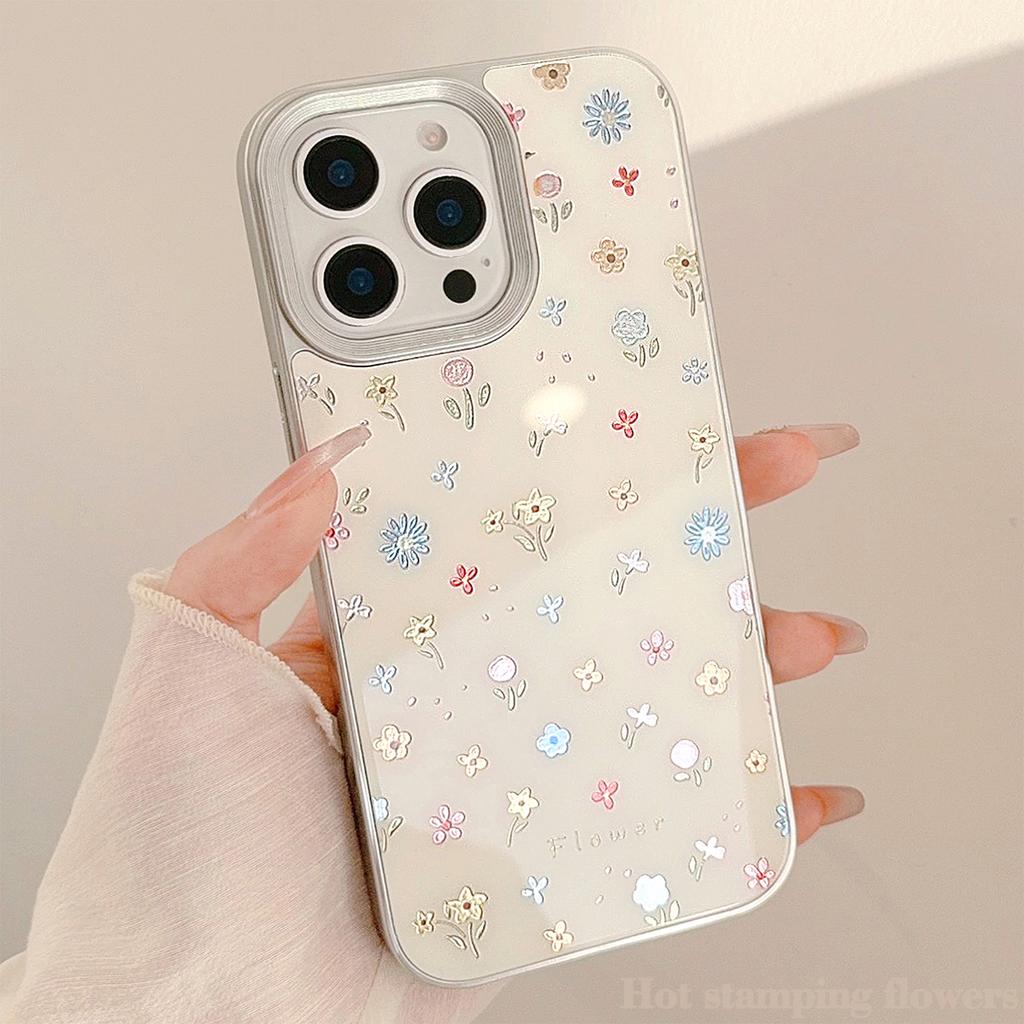 Gilded Phone Case Apple 16 Color Small Floral 15 Promax Suitable for IPhone 14 Anti Fall 11 Glass 13 Hard