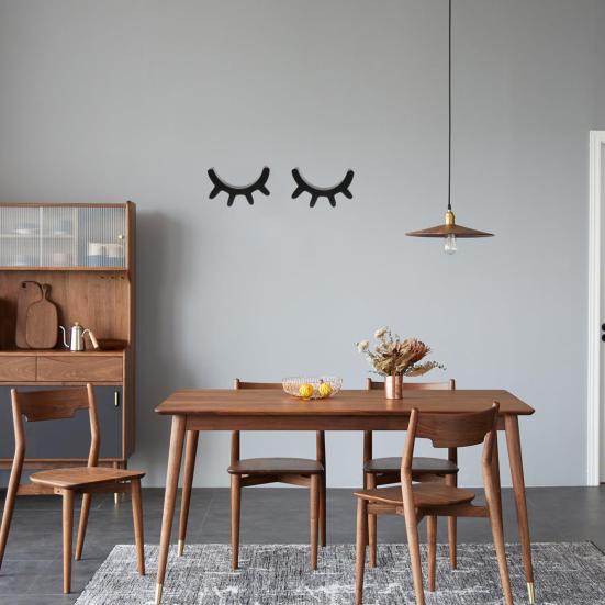 2Pcs/Set Wooden Eyelash Wall Decoration Rustic Black Sleeping Eyes Wall Art Sculpture Home Living Room Kids Bedroom Wall Decorative Sign