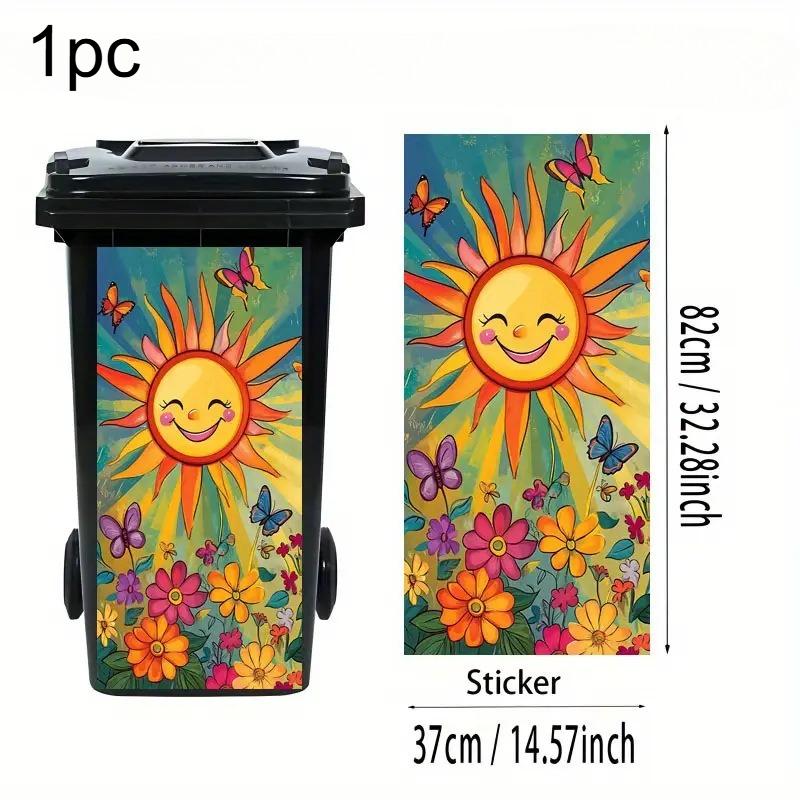 

1pc 2D Flat Printing Trash Can Sticker Vibrant Rainbow Butterfly Wallpaper Kitchen Bin Wall Decor Garbage Bins Home Decoration