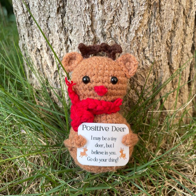 Handmade Crochet Animal Dolls: Brown Bear, Pug, White Dove & Hedgehog Ornaments