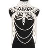 Fashion Tribal Style Hollow Woven Pearl Shawl Body Chain Retro Layered Exaggerated Sexy Body Chain All Match Women Jewelry