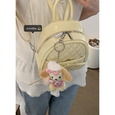 Girly Rhombus Backpack Women's New Fashion Bow Backpack College Style Travel Bag