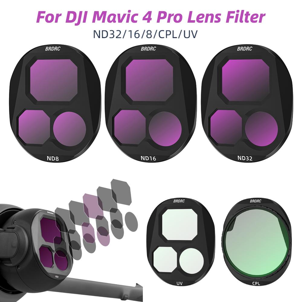 For DJI Mavic 4 Pro Drone Lens Filters UV/CPL/ND8 ND16 ND32 Adjustable Filter Set Aluminum Frame Quick Release Cam Accessories