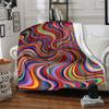 1pc Psychedelic Waves Blanket, Lightweight Flannel Throw Blanket for Sofa, Bed, Travel, Camping, Living Room, Office, Couch018