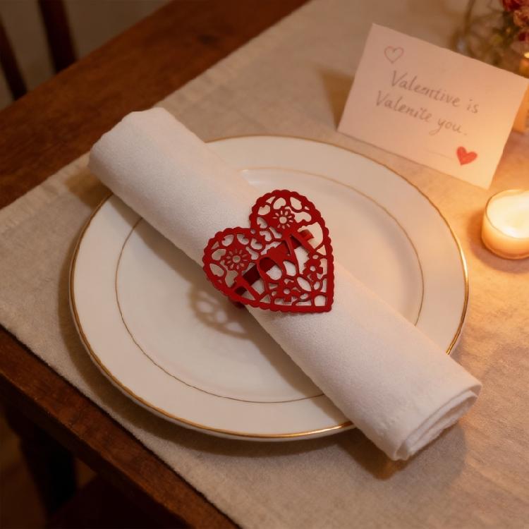 6PCS/Lot Sophisticated Hollow Metal Napkin Holders Crafted As Hearts With Elegant Design For Significant Gatherings