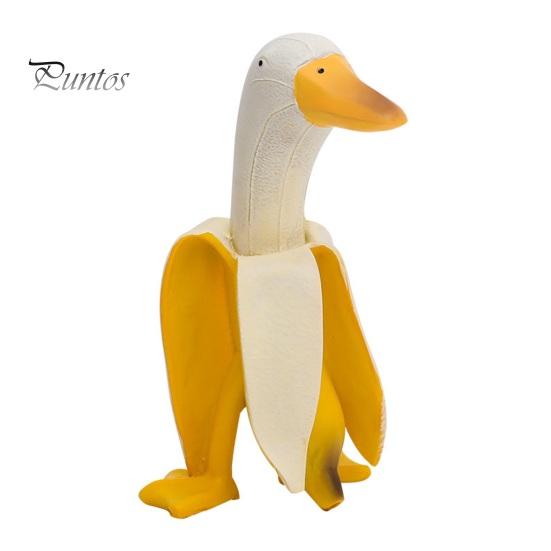 Realistic Resin Craft Creative Banana Duck Figurine, Sculpture, Novelty Art Micro Landscape Accessory Statue, Funny Desk Ornament for Home Office