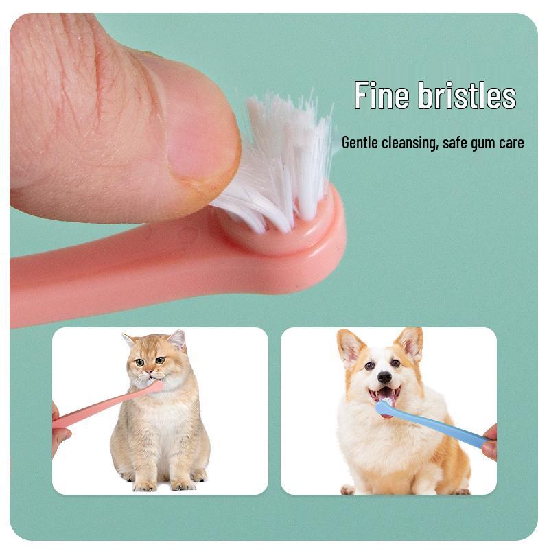 Round Head Soft Bristle Toothbrush for Cats & Dogs - Individually Packed for Oral Care & Fresh Breath