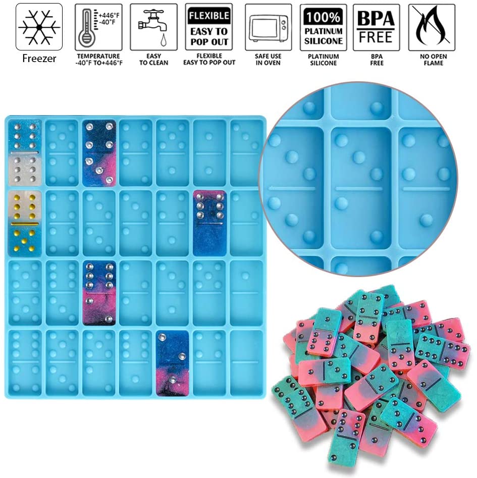 Shiny Dominoes Silicone Epoxy Resin Mould Cake Mold Fondant Molds Cake Decorating Tools Chocolate Fondant Tools Soap Mold Diy