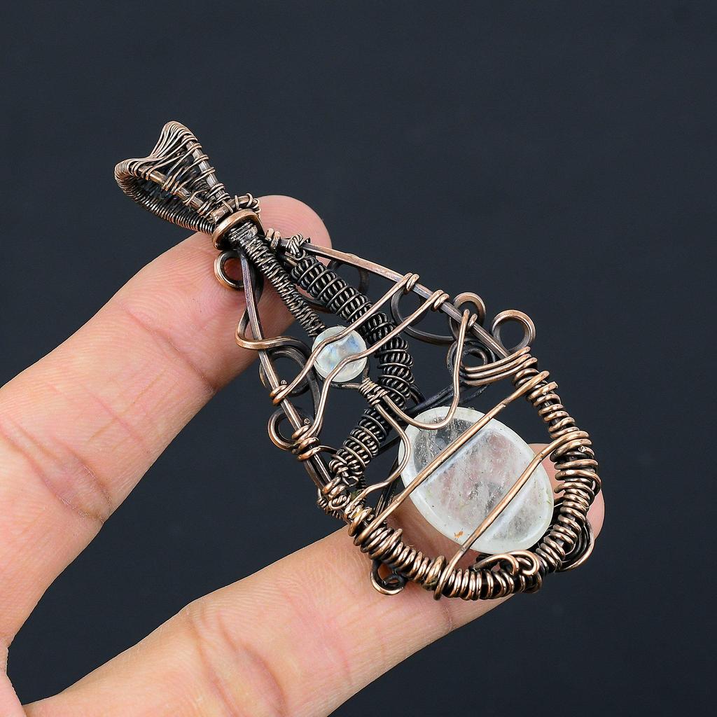 Black Rutile Gemstone Pendant Handmade Jewelry, 999 Copper Wire Wrapped Pendant Jewelry, Gift For Her Women Pendant Brand New Pendant