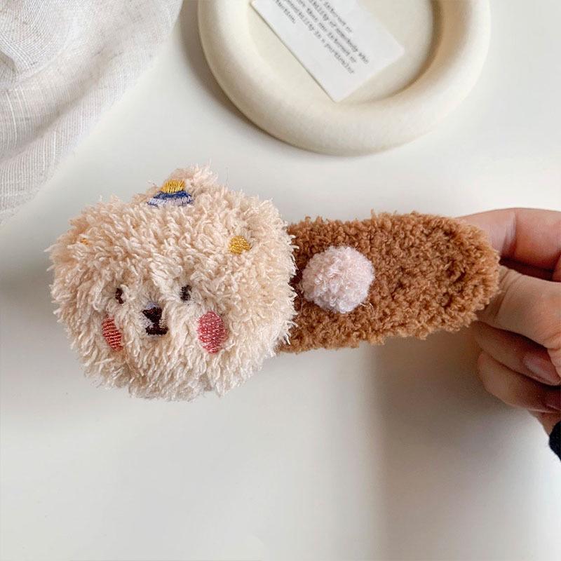 Korean Style Plush Pudding Bear Duckbill Hair Clip - Large Cute Makeup Side Accessory