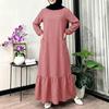 ZANZEA Women Muslim Casual Round Neck Long Sleeve Loose Polka Dot Print Dress