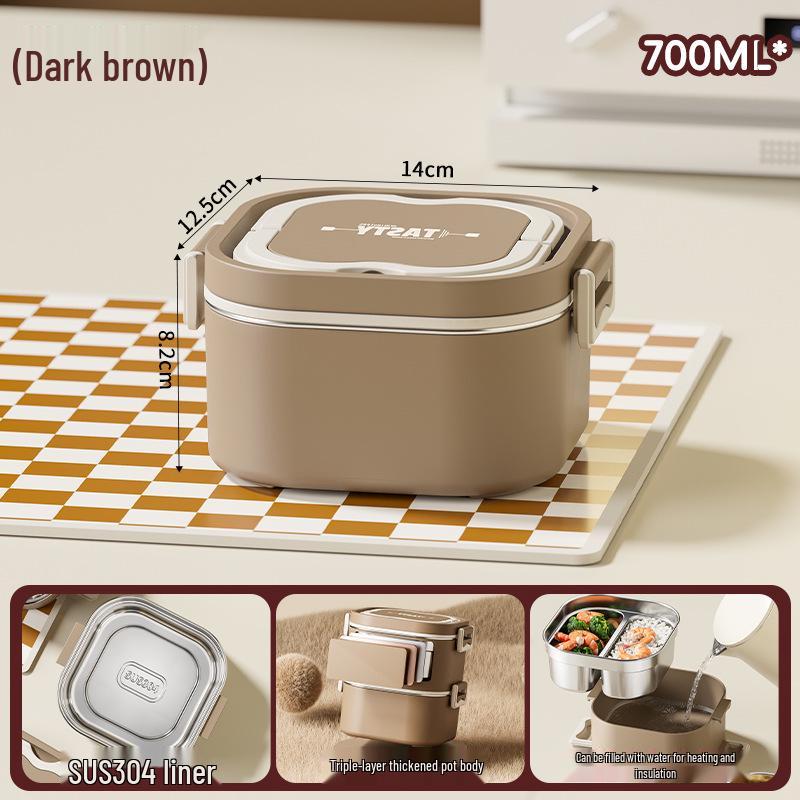 

304 Stainless Steel Double-Layer Bento Lunch Box for Office & Students