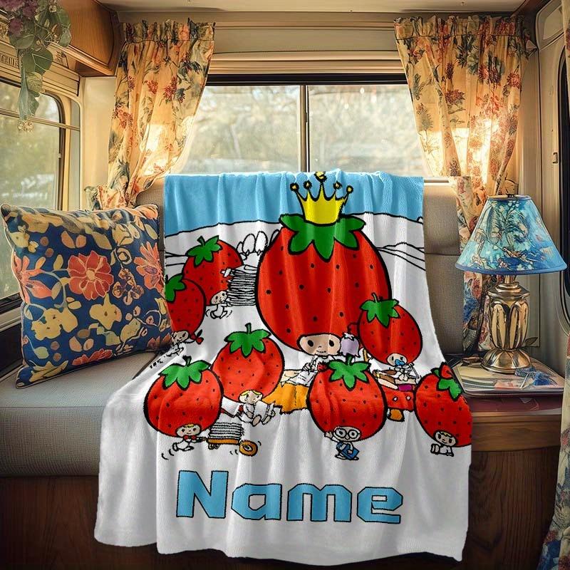Strawberry Rv Customize Your Name Blanket Is Suitable For Rv Camping Traveling Rv Home Soft And Warm Rv Interior Blanket Suitable For Gifts To
