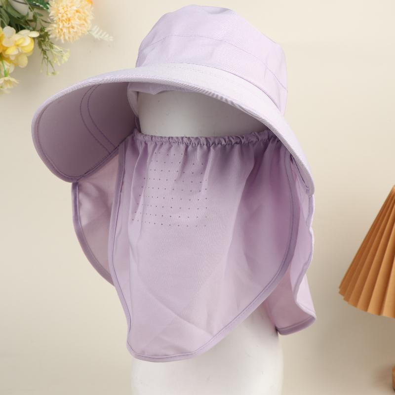 1pcs Casual Foldable Shawl Fisherman Hat Wide Brim Adjustable Ice Silk Sunscreen Hat Anti UV Breathable Tea Picking Hat Summer