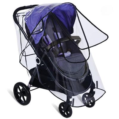 Regenhoes voor kinderwagen, Universeel transparant weerbescherming met waterdichte ritsen, Kinderwagenhoes ter bescherming tegen zon stof sneeuw, Groot
