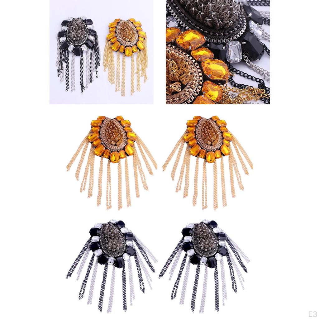 Tassel Link Chain Epaulet Decorative Uniform Decor Stylish Rivet for Party