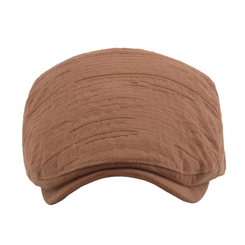 Herbst Einfarbig Herren Plissiert Gestreift Baumwolle Polyester Vorwärtskappe Jugend Britischer Stil Kappe Damen Kurze Krempe Baskenmütze