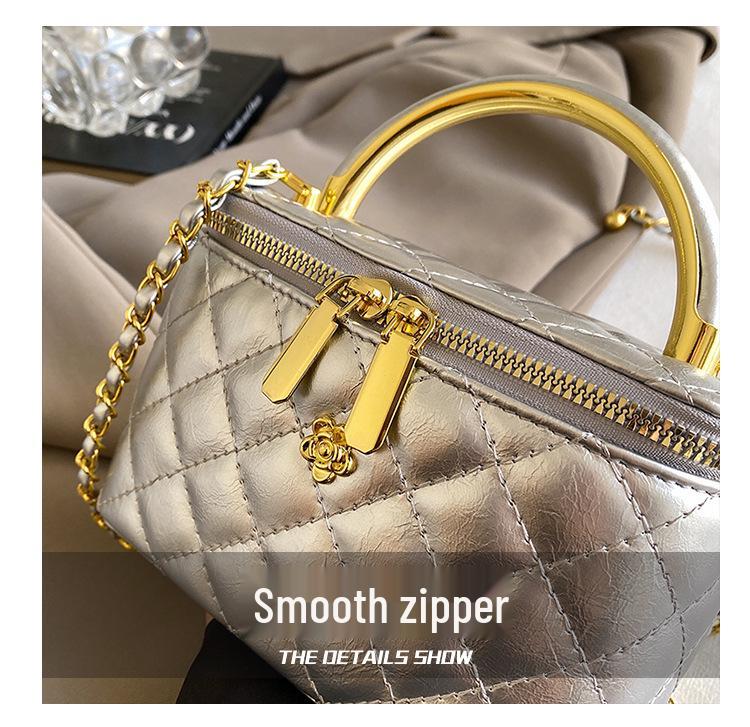 Argyle Chain Box Bag: Women's Stylish Korean Shoulder & Crossbody Handbag