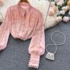 Design Crochet Temperament Long Sleeve Shirt Top Autumn Women's Loose Shirt