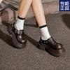 Retro outer slippers round head thick heel thick sole lace-up fashion small leather shoes women's 2025 spring new niche casual style