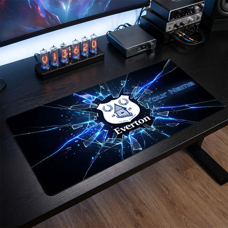 Everton FC Custom Large Mouse Pad, Personalized Name Text Print, Football Logo Non‑Slip Desk Mat Gaming Gift