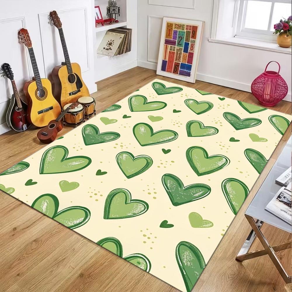 Fresh Cute Pattern Rug Heart Daisy Colorful Flower Soft Tone Non-Slip Durable Large Carpet for Living Room Bedroom