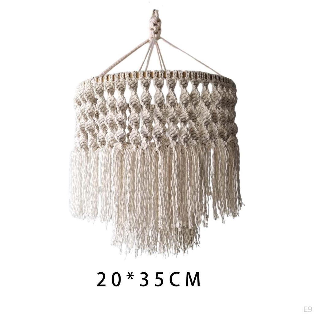 Bohemian Macrame Lamp Shade Pendant Light Cover Handmade Woven Ceiling Fixture