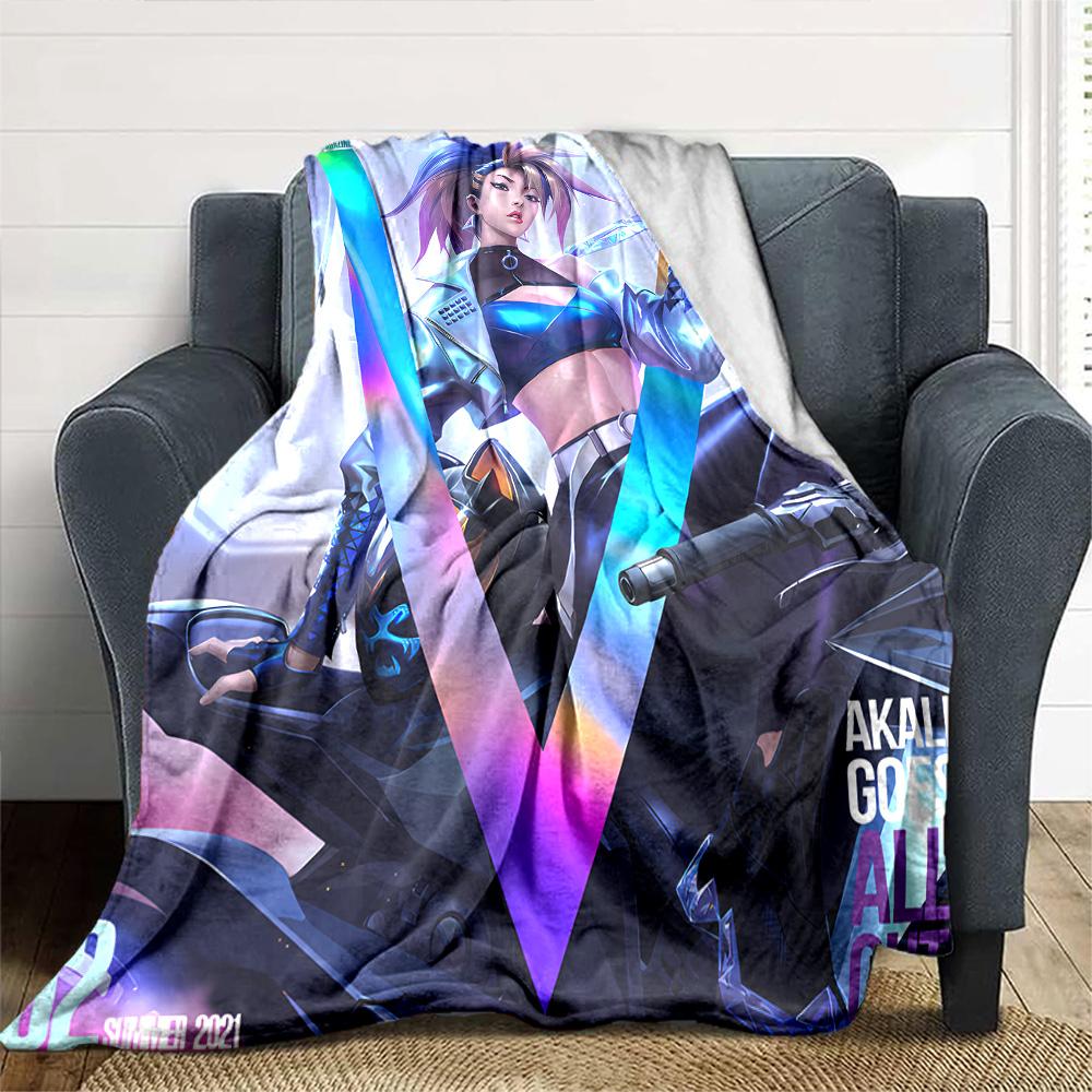 1pc Blanket - LOL-KDA kaisa ahri akali Print Design,Lightweight Blanket for Sofa,Bed- Soft &Warm,Gift for All Seasons