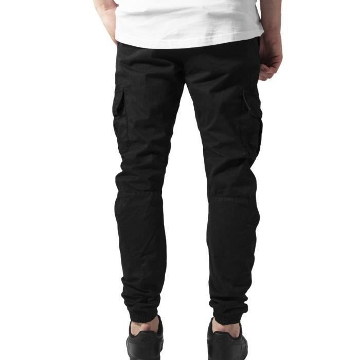Jogging Cargo - Urban Classics - Black Twill - 100% Cotton - Ideal for Sport - Cargo Cut